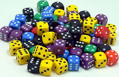 50 Of Opaque Six Sided Spot Dice Size 16mm - D6 RPG -  Game Dice - Wargaming • £7.25