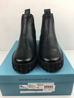 Django & Juliette - Black Leather - Slip-on Boot - Size 39 - BNIB - RRP$219.95 • $99.95