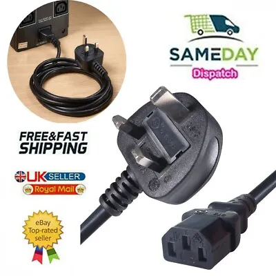 £4.49 • Buy 3m Long IEC Kettle Lead Power Cable 3 Pin UK Plug PC Monitor C13 Cord