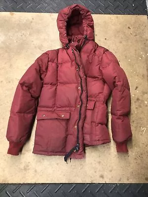 Eddie Bauer Red Goose Down Parka With Hood And Zipper • $16