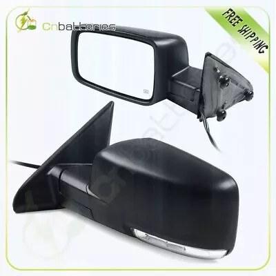 Black Mirrors RH+LH Power Heated Turn Signal Manual Fold For 2009-2015 Dodge Ram • $141.99