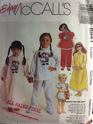 Mccall's #8941 Child's Nightgown & Pajamas- Sizes 24 (x-small)- Shop Copy • $7