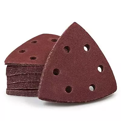 SPEEDWOX 50 Pcs Triangle Sanding Pads Hook And Loop 120 Grit Oscillating Sanding • $13.69