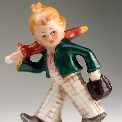 Vintage German Ceramic Figurine Boy + Umbrella Ornament Decor Cortendorf 1950s • £16.87