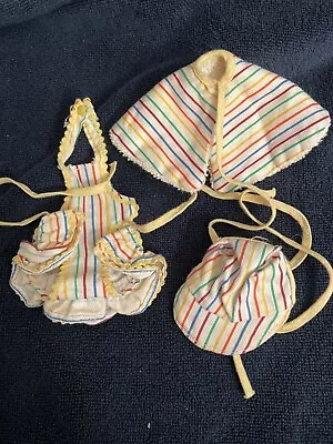 Vintage 1950s 3 Piece Adorable Beach Set Ginny  Muffie Ginger Swimsuit Cape Cap • $21.71