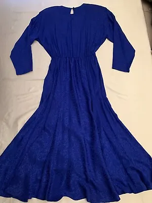 Don Wolf Couture Dress Vintage Women’s Small Blue Evening Gown Scarf EUC 👀🔥 • $19.99