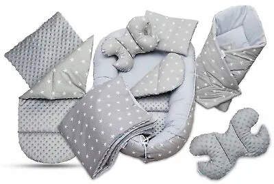 Baby 6pc Double-sided Soft Cocoon Bed Cushion SMALL STARS GREY • £44.99
