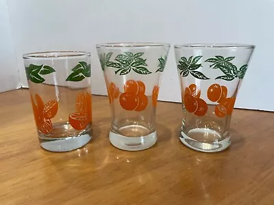 Vitg Anchor Hocking 1980's Orange Juice Glasses 4 Oz Mixed Lot Of 2 With A 3rd • $16.37