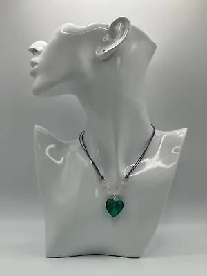 Heart Necklace Turquoise And Purple Murano Glass 16inch • £25