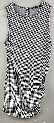 Zara Black And White Gingham Print Ruched Side Maternity Dress Size Large • £7.71