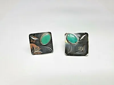 $74.99 • Buy VTG Old Pawn Navajo Sterling Silver Turquoise 1  Square Cufflinks 16g JK21