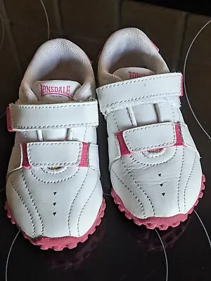 Lonsdale Fulham Infants 00 White & Pink Trainers C5 21.5 • £13