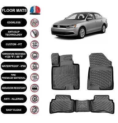 Floor Mats Liner Fits Volkswagen Jetta 2011-2022 Waterproof 4D Molded Black X4 • $98.99