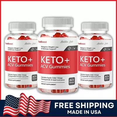 TrueBoost Keto Plus ACV Gummies Apple Cider Vinegar Advanced Formula Gummy 3-Pck • $34.72