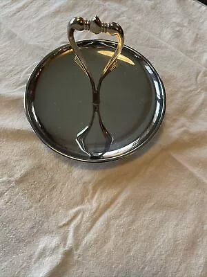 Vintage Kromex Tidbit Chrome Gold/Silver  Handle Appetizer Serving Tray 8.5 Inch • $13.99