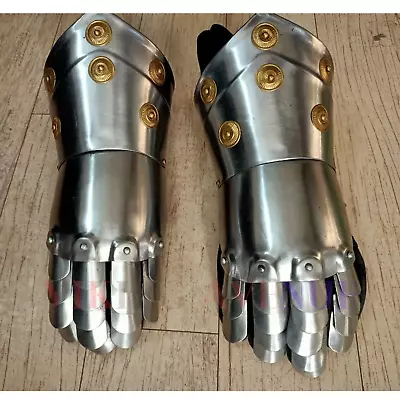 Medieval Armor Gauntlet Gothic Gloves Viking Antique Knight Iron Gauntlets Pair • $64.41