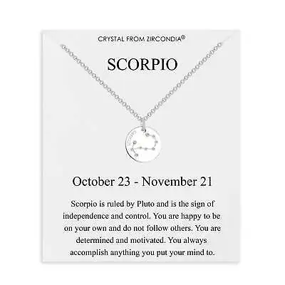 Scorpio Zodiac Star Sign Disc Necklace Created With Zircondia® Crystals • £9.99