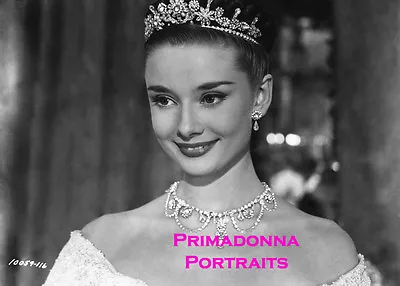 $14.99 • Buy AUDREY HEPBURN 8X10 Lab Photo B&W 1952  ROMAN HOLIDAY  Diamond Tiara & Necklace 