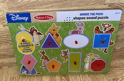 $24.99 • Buy Disney Melissa & Doug Winnie The Pooh Shapes Sound Wooden Peg Puzzle 8 Pieces