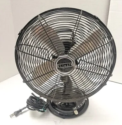 Vintage 12” CINNI Electric 3-Speed Oscillating Industrial Black Mid-Century Fan • $89.96