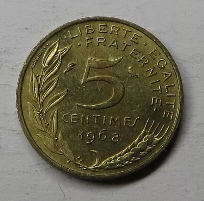 France 5 Centimes 1968 Aluminum-Bronze KM#933 UNC • $0.35