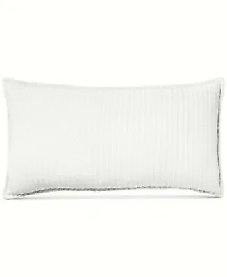 Hotel Collection Matelasse Decorative White Throw Pillow Striped Cotton New E • $71.27