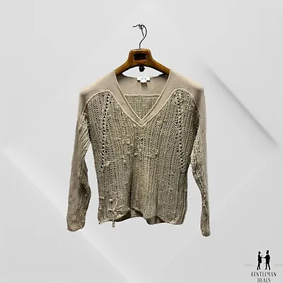 Helmut Lang Linen Wool Silk Destructed Distressed Sweater Beige M • $44.95
