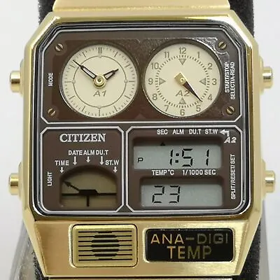 CITIZEN ANA-DIGI TEMP JG2103-72X Brown Gold Reproduction Men's Watch New In Box • $390.56