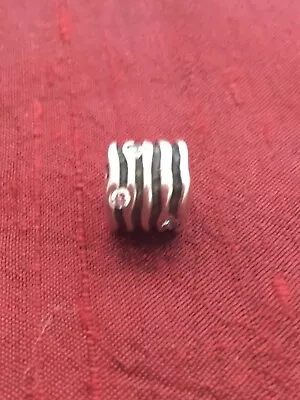 Genuine Pandora Crystal & Silver Swirl Wrap Wavy Lines Charm 925 ALE • £10