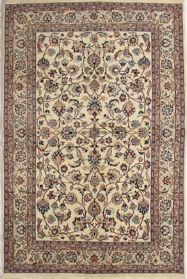 Mashadd Ivory Oriental All-Over Hand Knotted Wool Area Rug Carpet 6'7  X 9'9  • $2399.20
