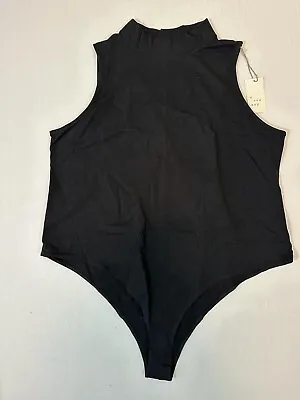 A New Day Women's Bodysuit Tank Mock Turtleneck Crotch Snap Black Size 3X • $9.18
