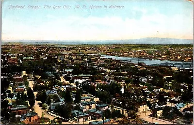 Postcard Aerial The Rose City Mt. St. Helens In The Distance In Portland Oregon • $8