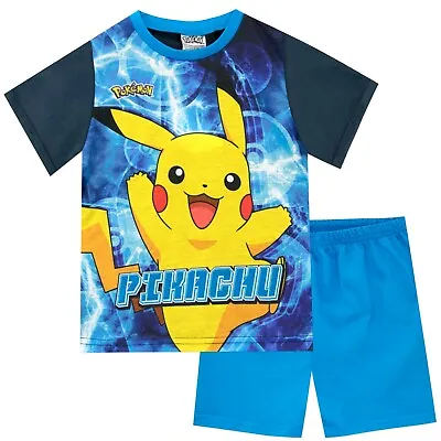 £12.99 • Buy Pokémon Pyjamas Kids PJs Boys Pikachu Nightwear Set Matching Sleepwear Blue Navy
