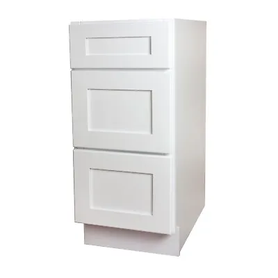 Shaker White 15  Wide 3 Drawer Base Cabinet • $319