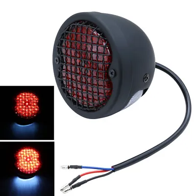 Round LED Rear Tail Brake Light W/ License Plate Lamp For Harley Yamaha Honda • $29.97