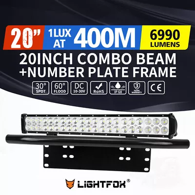 Lightfox 20Inch Osram LED Light Bar Spot Flood Driving + 23'' Number Plate Frame • $55.95