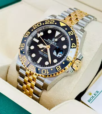 Rolex GMT-Master II Two-Tone 18K Yellow Gold Steel Black Dial 126713GRNR UNWORN • $35449.49