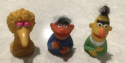 Sesame Street Finger Puppets Toy 2.5  Vintage 1973 Muppets Inc With Hair 3pcs • $15