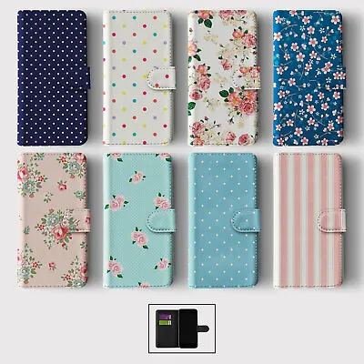 Case For Iphone 15 14 13 12 11 Se Pro  Wallet Flip Phone Cover Shabby Chic Cute • £8.99