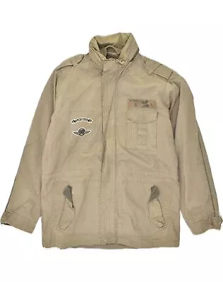 QUIKSILVER Mens Military Jacket UK 46 3XL Beige Cotton AE63 • £22.94