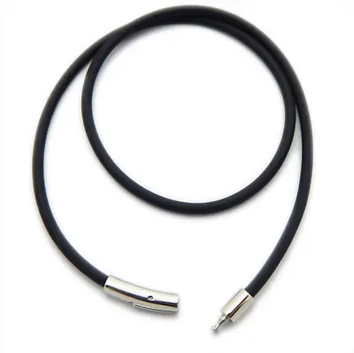 $4.95 • Buy 3mm Black Rubber Rope Cord Chain Necklace Stainless Steel Clasp 16-24inch