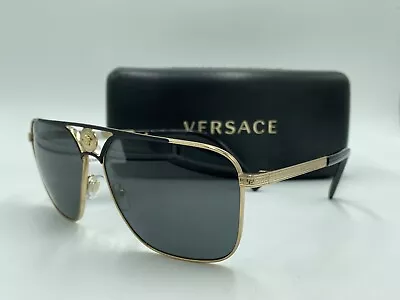 VERSACE MOD.2238 1436/87 MEDUSA Matte Black/Gold Witg Gray AUTHENTIC VE2238 • $129