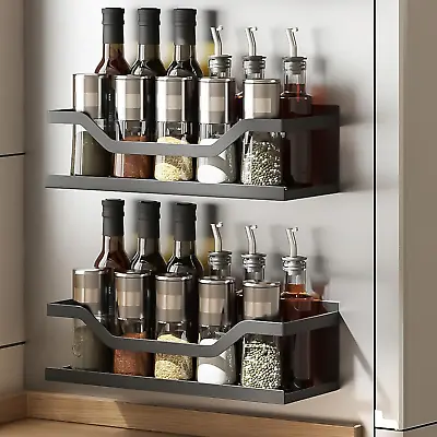 Magnetic Spice Rack For Refrigerator Magnetic Shelf For Refrigerator With 4 Hoo • $31.02