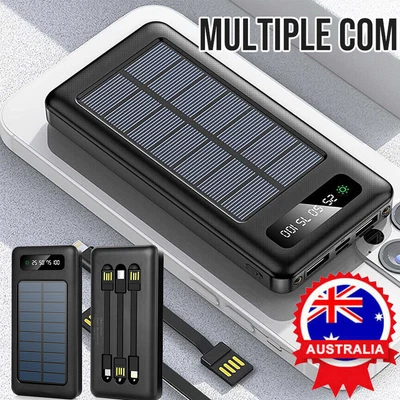 $25.89 • Buy Portable 100000mah Solar Mobile Phone Power Bank 2 USB Backup Battery Charger AU