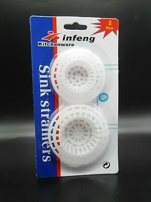 2 X Plastic Sink Bath Plug Hole Strainer Drainer Basin Hair Trap Cover • £2.79