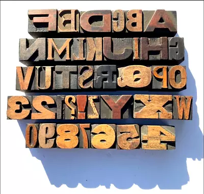 £35 • Buy Letterpress WOOD 13/16  MIXED Type Alphabet +Numbs 38pcs **VERY RARE Selection**