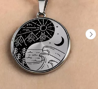 YIN YANG MOUNTAIN OCEAN Pendant 925 Sterling Silver 20  Italy Necklace Men Women • $19.66