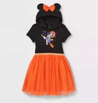 Disney Minnie Mouse Halloween Hooded Tutu Dress Orange & Black Girls XXL 18-20 • $19.99