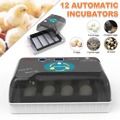 12 Egg Incubator Temperature Control Turning Chicken Hatcher Automatic Digital • £55.99