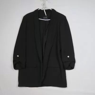 Decjuba Womens Blazer Jacket 14(AU) Or Large Black Collared Open Long Sleeve • $37.99